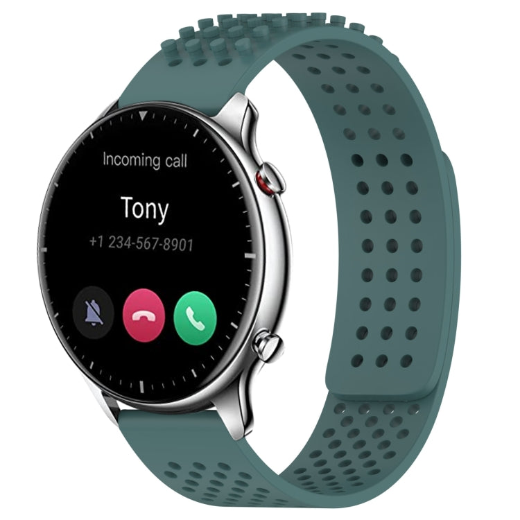 For Amazfit GTR 2 22mm Holes Breathable 3D Dots Silicone Watch Band(Olive Green) - Watch Bands by PMC TechLife | Online Shopping South Africa | PMC TechLife