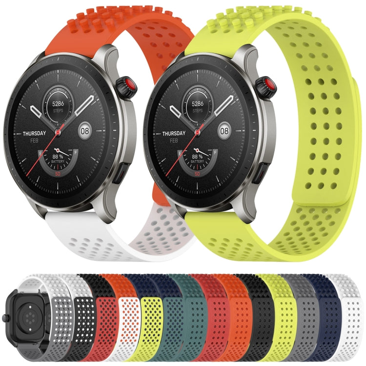 For Amazfit GTR 47mm 22mm Holes Breathable 3D Dots Silicone Watch Band(Olive Green) - Watch Bands by PMC TechLife | Online Shopping South Africa | PMC TechLife