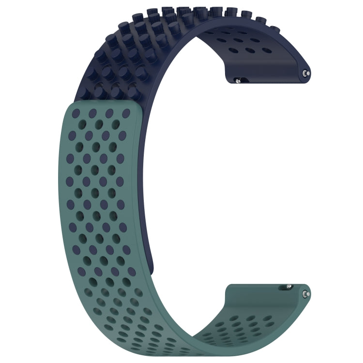 For Garmin Forerunner 255 22mm Holes Breathable 3D Dots Silicone Watch Band(Midnight Blue+Olive Green) - free shipping - PMC TechLife - Order now!