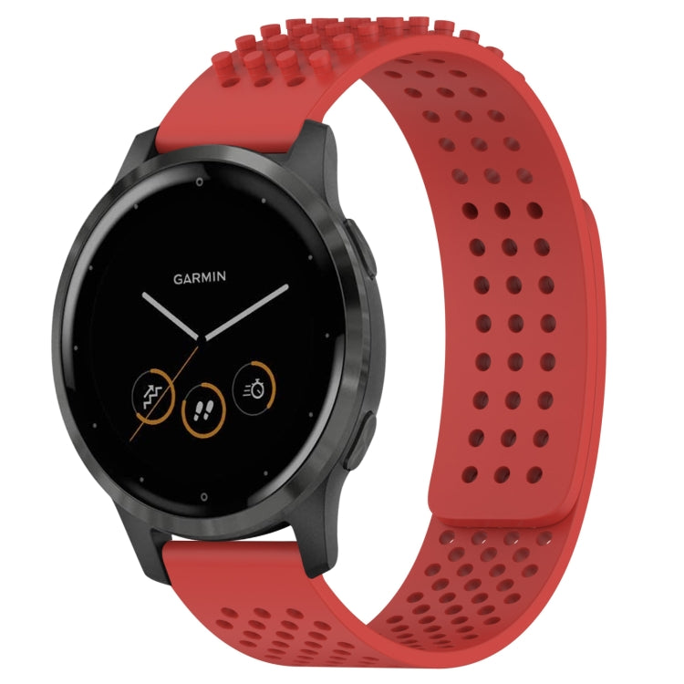 For Garmin Vivoactive 4 22mm Holes Breathable 3D Dots Silicone Watch Band(Red) - free shipping - PMC TechLife - Order now!