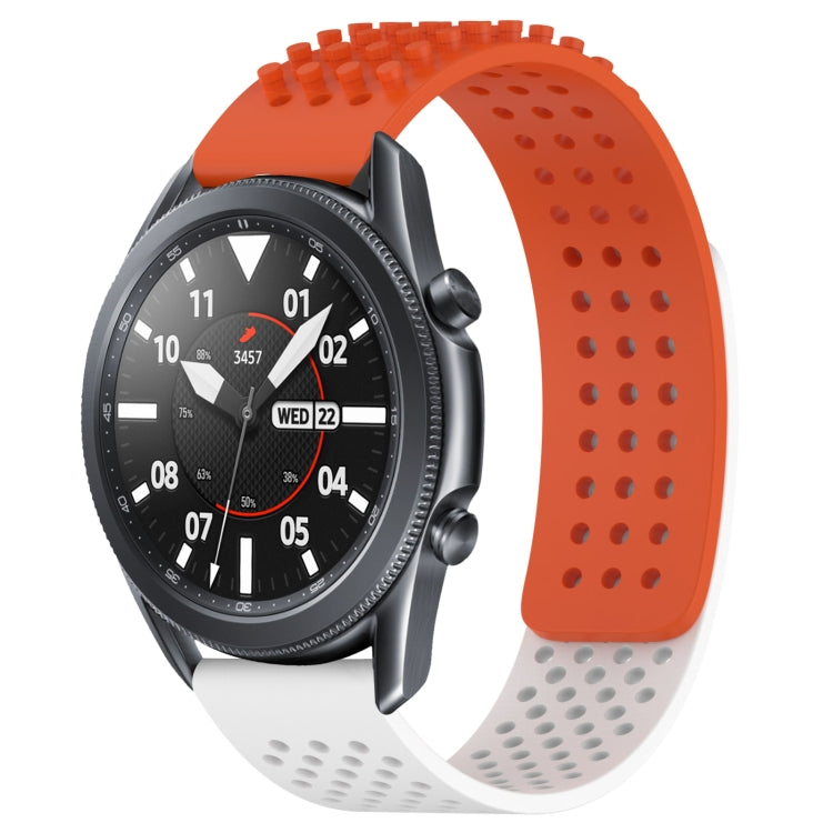 For Samsung Galaxy Watch3 45mm 22mm Holes Breathable 3D Dots Silicone Watch Band(Orange+White) - Watch Bands by PMC TechLife | Online Shopping South Africa | PMC TechLife