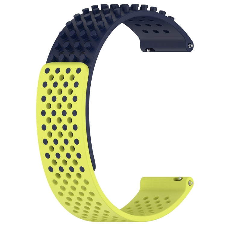For Samsung Gear S3 Frontier 22mm Holes Breathable 3D Dots Silicone Watch Band(Midnight Blue+Lime Green) - Watch Bands by PMC TechLife | Online Shopping South Africa | PMC TechLife