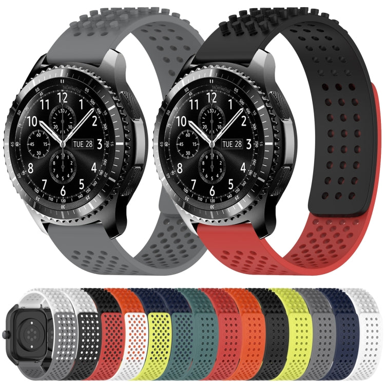For Samsung Galaxy Watch3 45mm 22mm Holes Breathable 3D Dots Silicone Watch Band(Orange+White) - Watch Bands by PMC TechLife | Online Shopping South Africa | PMC TechLife
