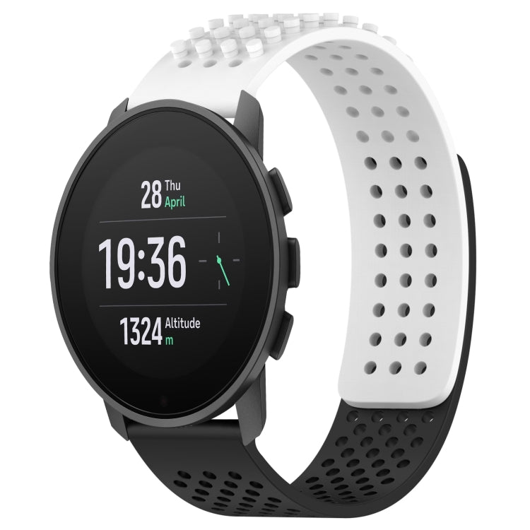 For SUUNTO 9 Peak Pro 22mm Holes Breathable 3D Dots Silicone Watch Band(White+Black) -  by PMC TechLife | Online Shopping South Africa | PMC TechLife