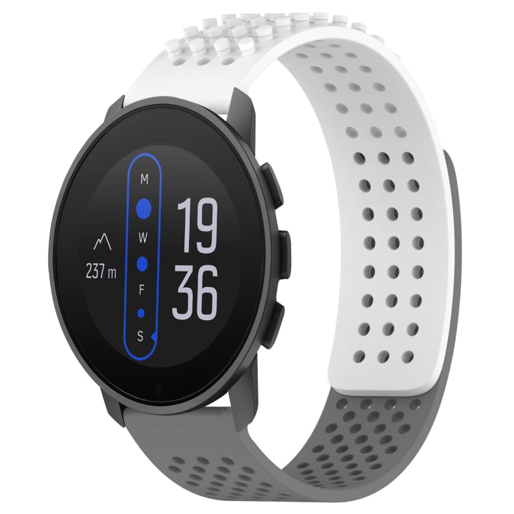 For  SUUNTO 9 Peak 22mm Holes Breathable 3D Dots Silicone Watch Band(White+Grey) -  by PMC TechLife | Online Shopping South Africa | PMC TechLife