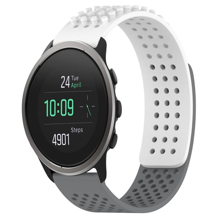 For SUUNTO 5 Peak 22mm Holes Breathable 3D Dots Silicone Watch Band(White+Grey) -  by PMC TechLife | Online Shopping South Africa | PMC TechLife