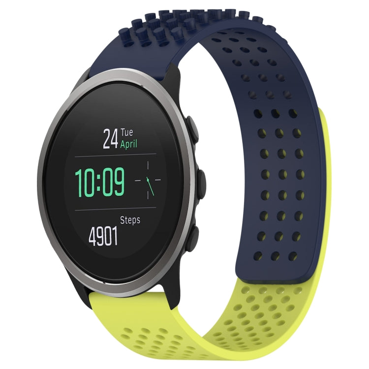 For SUUNTO 5 Peak 22mm Holes Breathable 3D Dots Silicone Watch Band(Midnight Blue+Lime Green) -  by PMC TechLife | Online Shopping South Africa | PMC TechLife