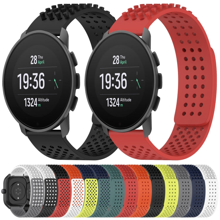 For SUUNTO 9 Peak Pro 22mm Holes Breathable 3D Dots Silicone Watch Band(Midnight Blue+Lime Green) - free shipping - PMC TechLife - Order now!