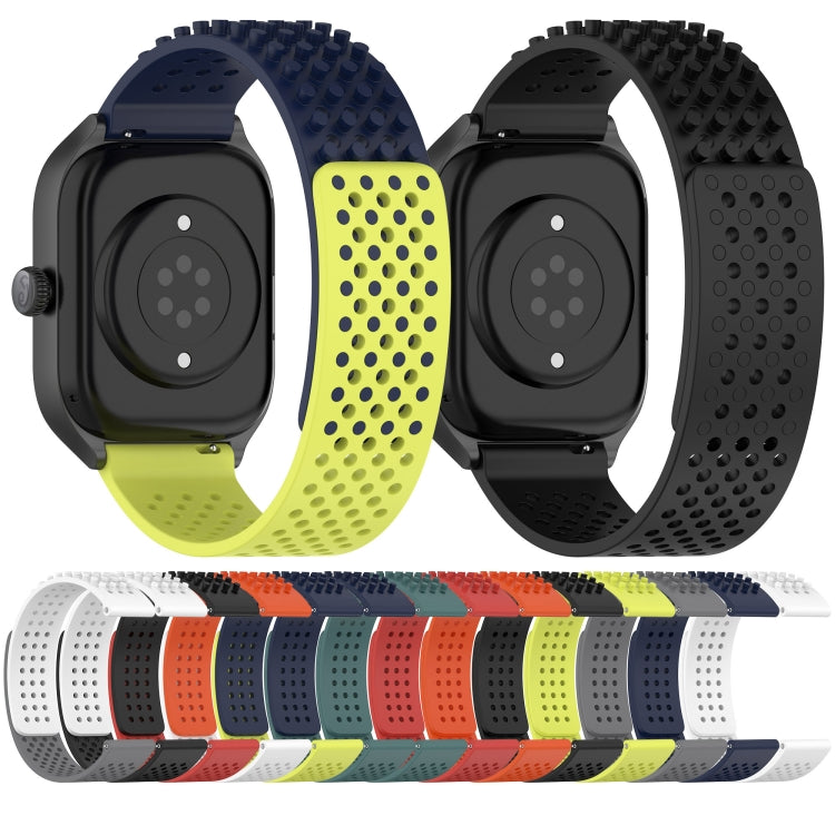 For SUUNTO 9 Peak Pro 22mm Holes Breathable 3D Dots Silicone Watch Band(Midnight Blue+Lime Green) - free shipping - PMC TechLife - Order now!