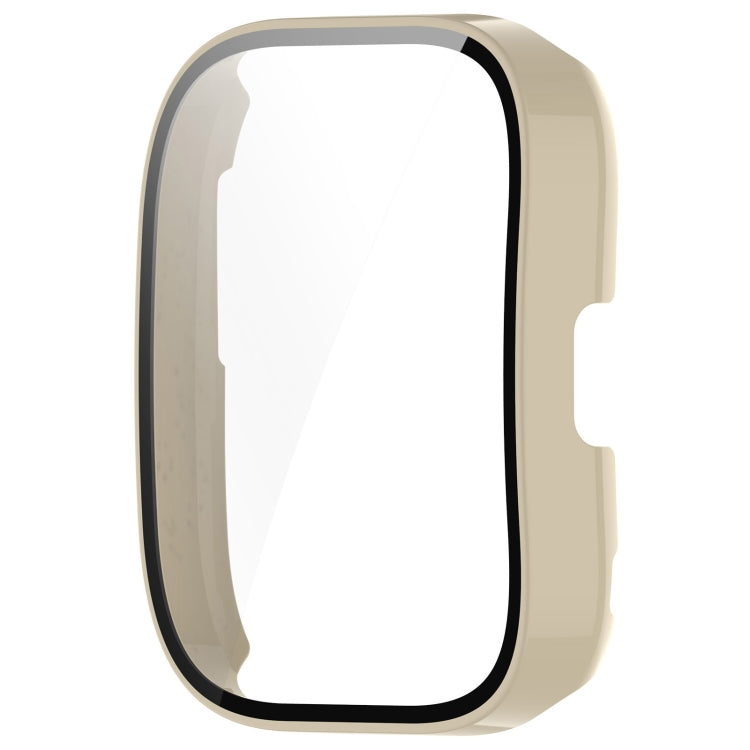 For Amazfit Bip 5 Tempered Film Integrated PC Watch Protective Case(Ivory) - Watch Cases by PMC TechLife | Online Shopping South Africa | PMC TechLife | Buy Now Pay Later Mobicred