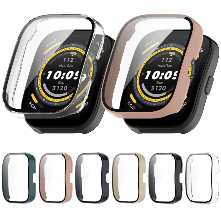 For Amazfit Bip 5 Tempered Film Integrated PC Watch Protective Case(Green) - Watch Cases by PMC TechLife | Online Shopping South Africa | PMC TechLife | Buy Now Pay Later Mobicred