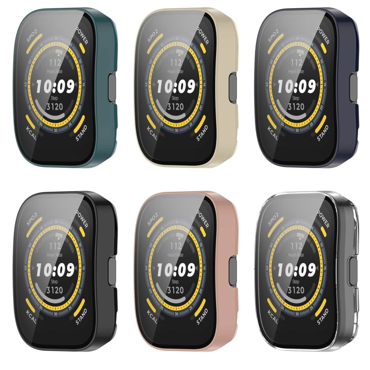 For Amazfit Bip 5 Tempered Film Integrated PC Watch Protective Case(Ivory) - Watch Cases by PMC TechLife | Online Shopping South Africa | PMC TechLife | Buy Now Pay Later Mobicred