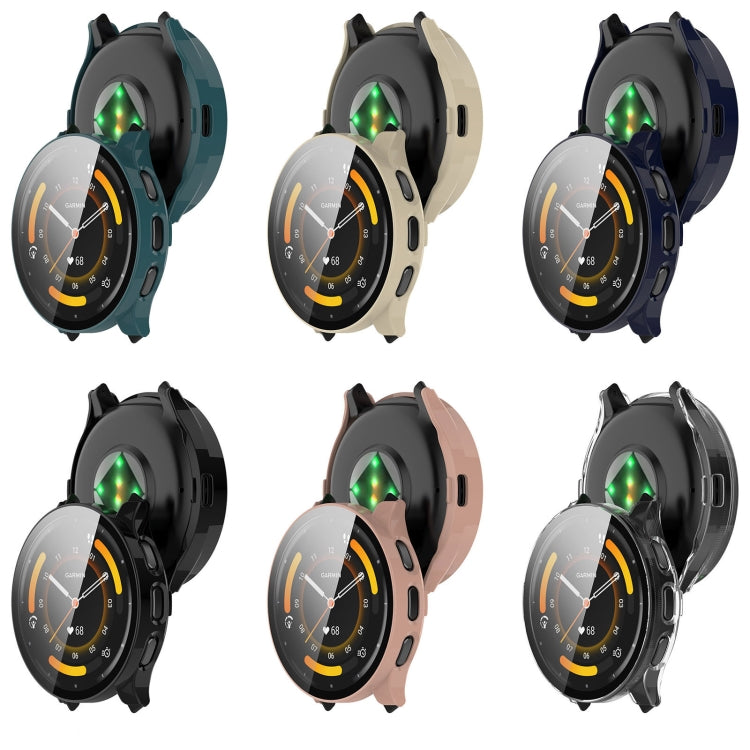 For Garmin Venu 3S PC + Tempered Film Integrated Watch Protective Case(Green) - Watch Cases by PMC TechLife | Online Shopping South Africa | PMC TechLife | Buy Now Pay Later Mobicred