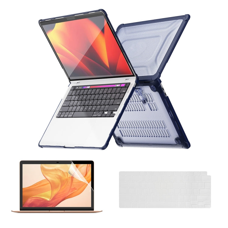 For MacBook Air 13.3 A2179/A2337 ENKAY Hat-Prince 3 in 1 Protective Bracket Case Cover Hard Shell with TPU Keyboard Film / PET Screen Protector, Version:US(Dark Blue) - free shipping - PMC Jewellery - Order now!