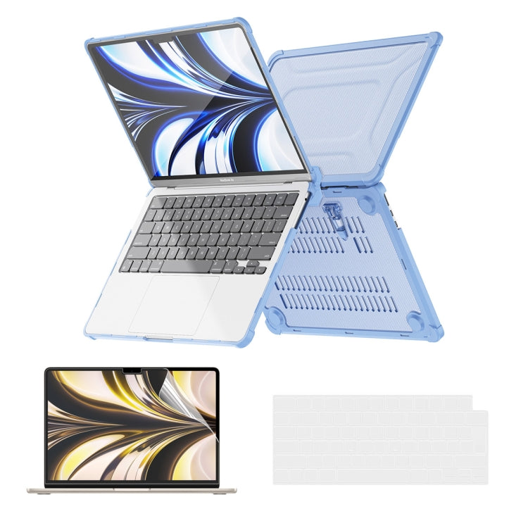 For MacBook Air 13.6 2022/2024  A2681 (M2) / A3113  (M3) ENKAY Hat-Prince 3 in 1 Protective Bracket Case Cover Hard Shell with TPU Keyboard Film / PET Screen Protector, Version:EU(Light Blue) - MacBook Air Cases by ENKAY | Online Shopping South Africa | PMC TechLife | Buy Now Pay Later Mobicred