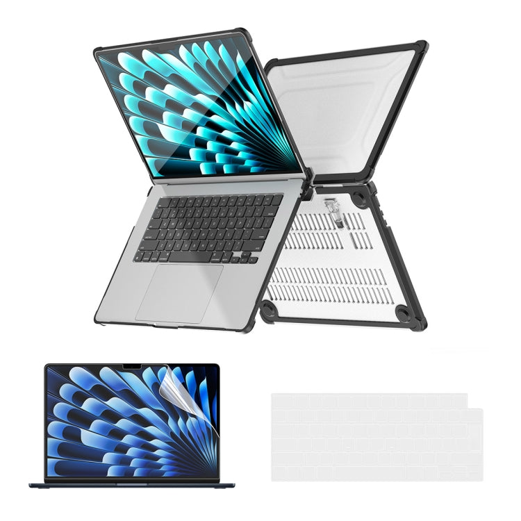For MacBook Air 15.3 A2941/M3 2024 A3114 ENKAY Hat-Prince 3 in 1 Protective Bracket Case Cover Hard Shell with TPU Keyboard Film / PET Screen Protector, Version:EU(Black) - MacBook Air Cases by ENKAY | Online Shopping South Africa | PMC TechLife | Buy Now Pay Later Mobicred