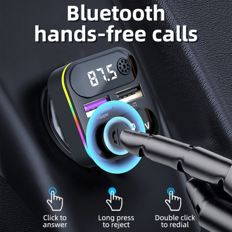 C37 Car QC3.0 20W Fast Charger LED Backlit Atmosphere Light MP3 Player Bluetooth FM Transmitter - Bluetooth Car Kits by PMC TechLife | Online Shopping South Africa | PMC TechLife | Buy Now Pay Later Mobicred