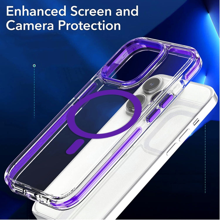 For iPhone 14 Dual-color MagSafe TPU Hybrid Clear PC Shockproof Phone Case(White) - iPhone 14 Cases by PMC TechLife | Online Shopping South Africa | PMC TechLife
