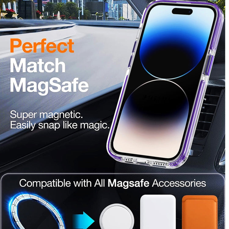 For iPhone 13 Pro Max Dual-color MagSafe TPU Hybrid Clear PC Shockproof Phone Case(Blue) - free shipping - PMC TechLife - Order now!