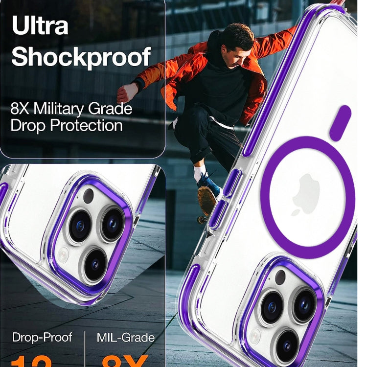 For iPhone 13 Pro Max Dual-color MagSafe TPU Hybrid Clear PC Shockproof Phone Case(Blue) - free shipping - PMC TechLife - Order now!