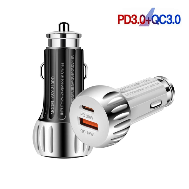 YSY-310PD 38W PD20W USB-C + QC3.0 18W USB Dual Port Fast Car Charger(White) - Car Charger by PMC TechLife | Online Shopping South Africa | PMC TechLife | Buy Now Pay Later Mobicred