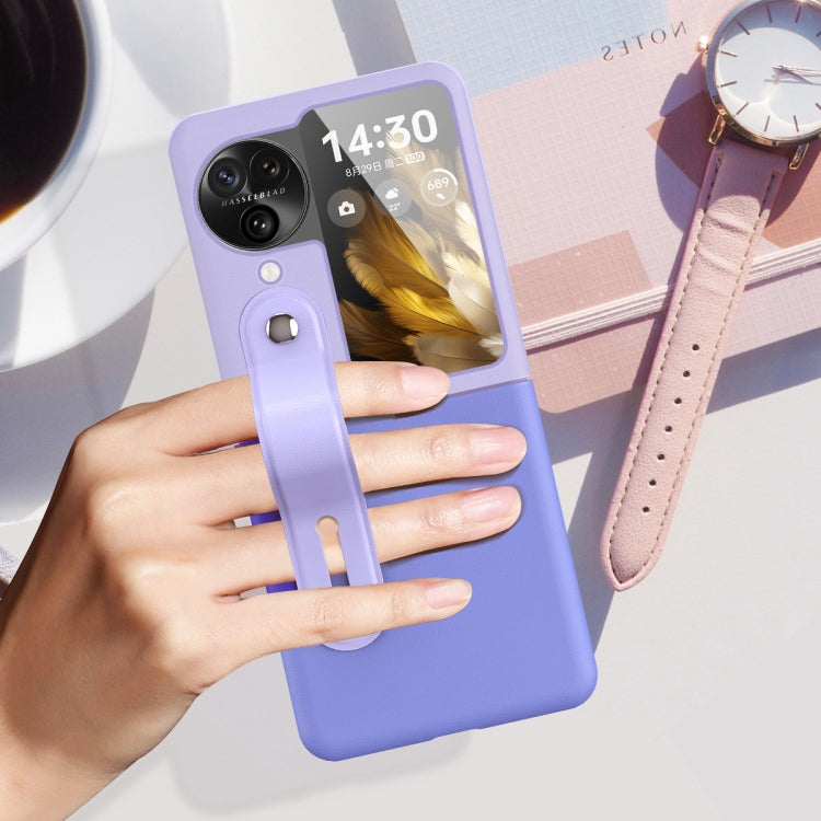 For OPPO Find N3 Flip Wrist-strap Plain Leather Phone Case(Black) - free shipping - PMC TechLife - Order now!