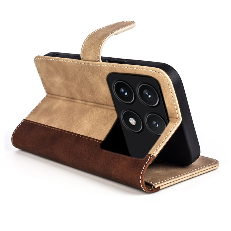 For Xiaomi Redmi K70 Stitching Horizontal Flip Leather Phone Case(Yellow) - free shipping - PMC Jewellery - Order now!