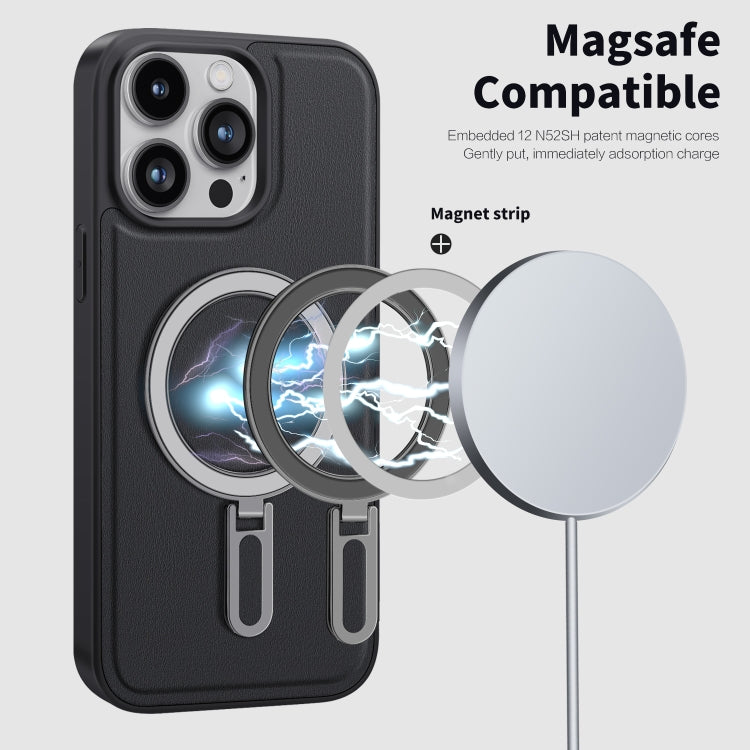 For iPhone 15 Shield MagSafe Magnetic Holder Phone Case(Black) - iPhone 15 Cases by PMC TechLife | Online Shopping South Africa | PMC TechLife