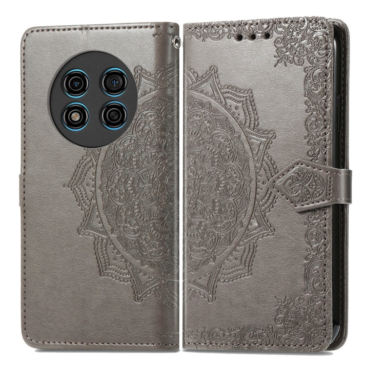 For Ulefone Note 15 Mandala Flower Embossed Leather Phone Case(Gray) - Ulefone Cases by PMC Jewellery | Online Shopping South Africa | PMC Jewellery | Buy Now Pay Later Mobicred