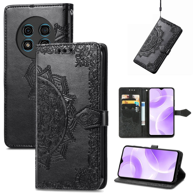 For Ulefone Note 15 Mandala Flower Embossed Leather Phone Case(Black) - Ulefone Cases by PMC Jewellery | Online Shopping South Africa | PMC Jewellery | Buy Now Pay Later Mobicred