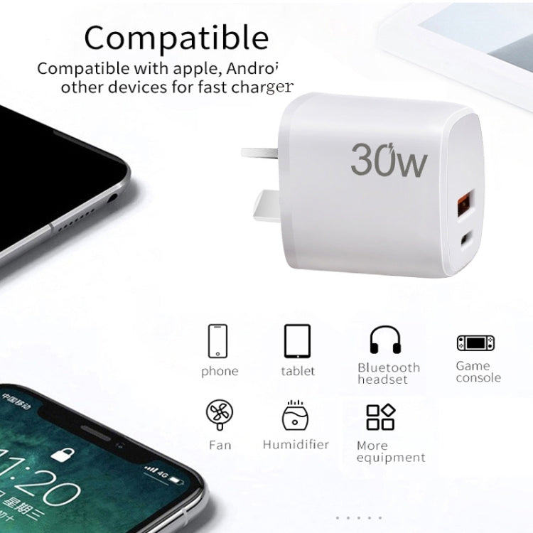 PD30W USB-C / Type-C + QC3.0 USB Dual Port Charger for iPhone 15 / iPad Series, AU Plug(Black) - USB Charger by PMC Jewellery | Online Shopping South Africa | PMC Jewellery | Buy Now Pay Later Mobicred