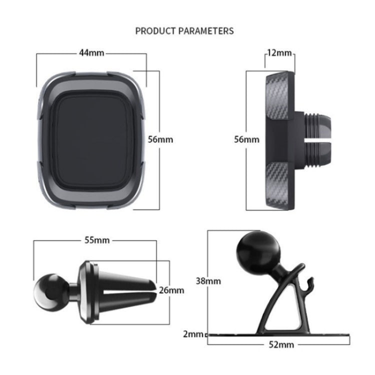 C18 With Air Vent Clip Car Adhesive Dashboard Mount Magnetic Phone Holder Bracket - Car Holders by PMC TechLife | Online Shopping South Africa | PMC TechLife | Buy Now Pay Later Mobicred