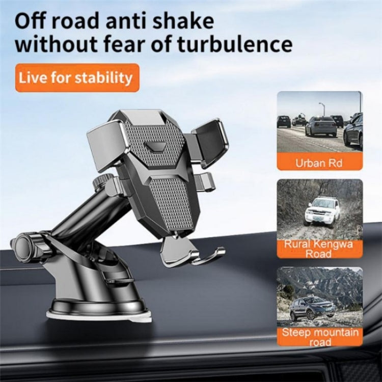 D25+105+K5 Auto Locking Car Phone Clip Telescopic Suction Cup Dashboard Phone Mount Holder(Black) - Universal Car Holders by PMC TechLife | Online Shopping South Africa | PMC TechLife | Buy Now Pay Later Mobicred