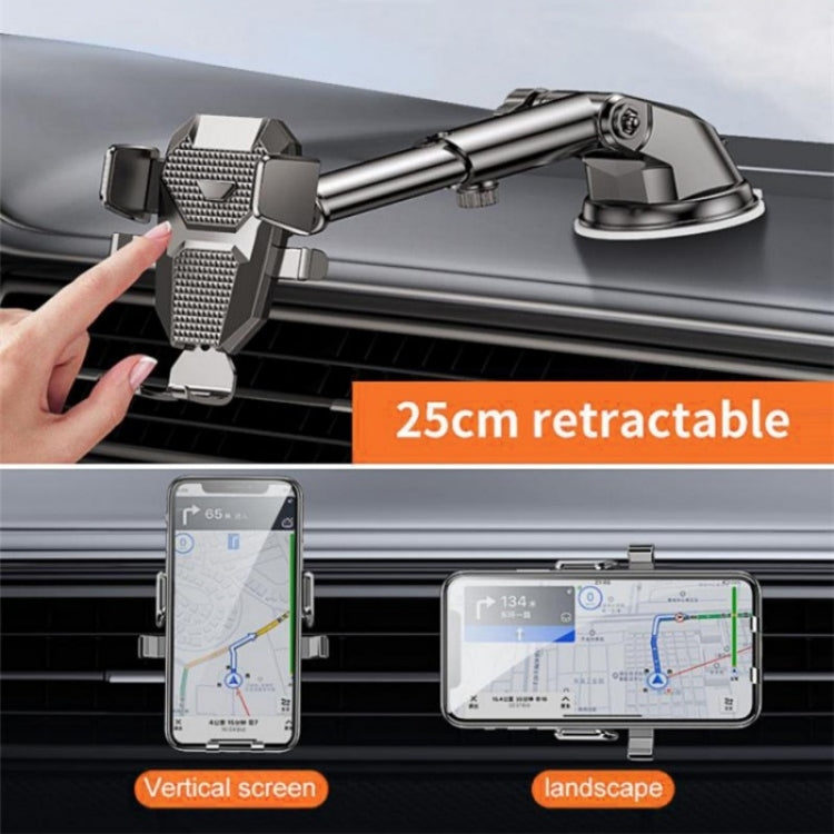 D25+105+K5 Auto Locking Car Phone Clip Telescopic Suction Cup Dashboard Phone Mount Holder(Red) - Universal Car Holders by PMC TechLife | Online Shopping South Africa | PMC TechLife | Buy Now Pay Later Mobicred