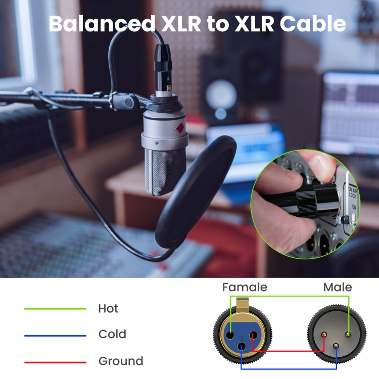 JUNSUNMAY XLR Male to Female Mic Cord 3 Pin Audio Cable Balanced Shielded Cable, Length:10m - free shipping - PMC TechLife - Order now!