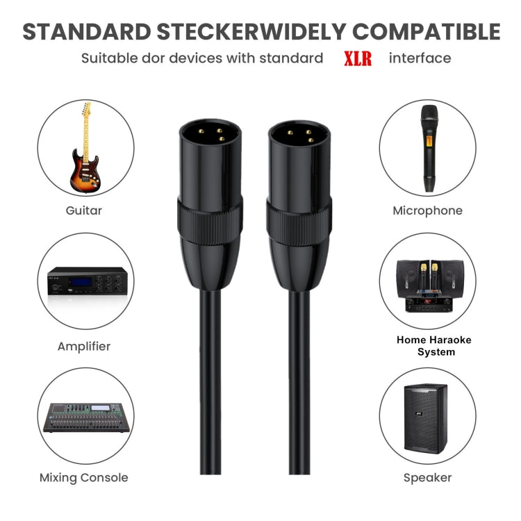 JUNSUNMAY XLR Male to Male Mic Cord 3 Pin Audio Cable Balanced Shielded Cable, Length:0.5m - Microphone Audio Cable & Connector by JUNSUNMAY | Online Shopping South Africa | PMC TechLife | Buy Now Pay Later Mobicred