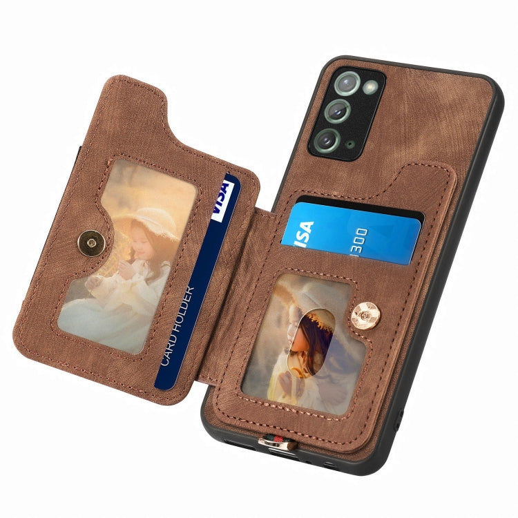 For Samsung Galaxy Note20  Ultra Retro Skin-feel Ring multi-card Wallet Phone Case(Brown) - Galaxy Note20 Ultra Cases by PMC TechLife | Online Shopping South Africa | PMC TechLife