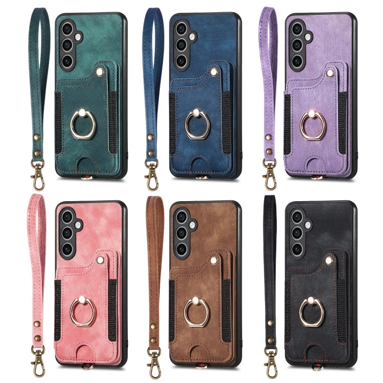 For Samsung Galaxy S25 Ultra 5G Retro Skin-feel Ring Multi-card Wallet Phone Case(Pink) - free shipping - PMC TechLife - Order now!