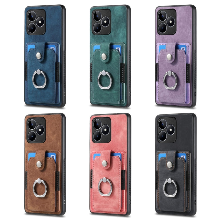 For Realme C53 4G Retro Skin-feel Ring Multi-card Wallet Phone Case(Blue) - Realme Cases by PMC TechLife | Online Shopping South Africa | PMC TechLife | Buy Now Pay Later Mobicred