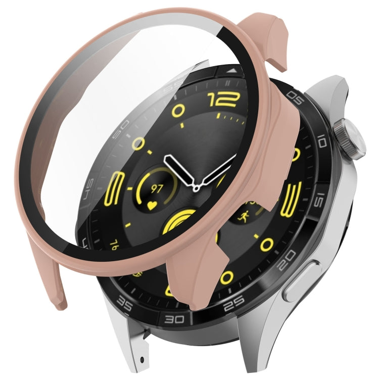 For Huawei Watch GT 4 46mm PC + Tempered Film Integrated Watch Protective Case(Pink) - Watch Cases by PMC TechLife | Online Shopping South Africa | PMC TechLife | Buy Now Pay Later Mobicred
