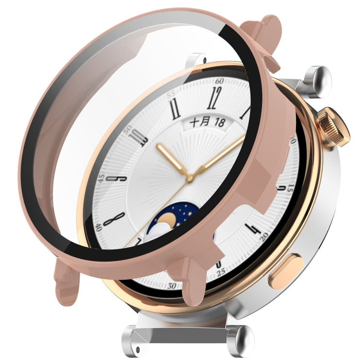 For Huawei Watch GT 4 41mm PC + Tempered Film Integrated Watch Protective Case(Pink) - Watch Cases by PMC TechLife | Online Shopping South Africa | PMC TechLife | Buy Now Pay Later Mobicred