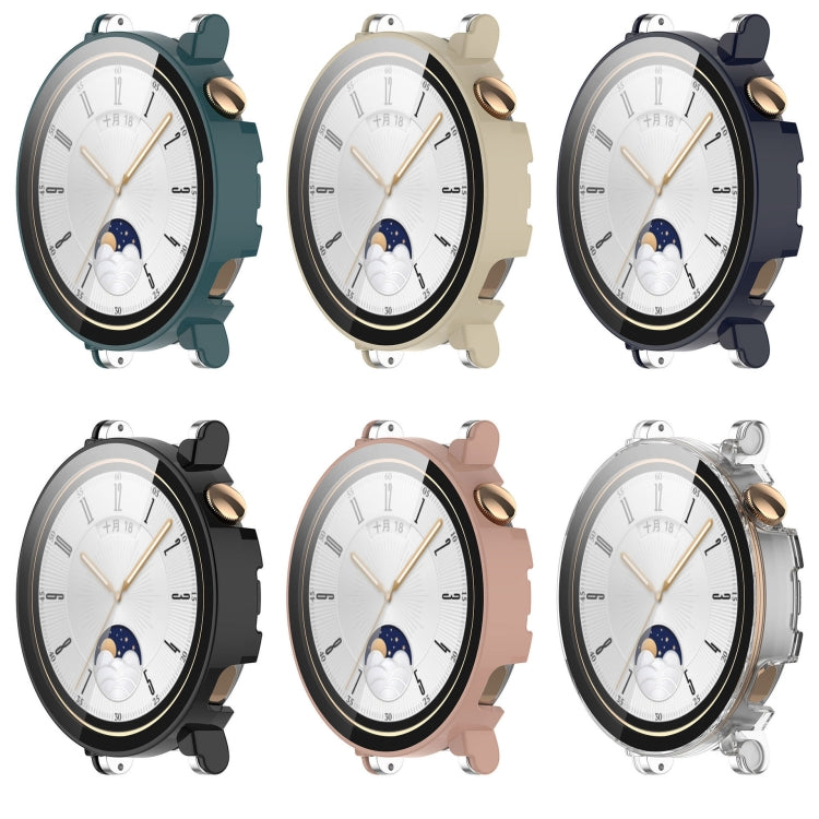 For Huawei Watch GT 4 41mm PC + Tempered Film Integrated Watch Protective Case(Ivory White) - Watch Cases by PMC TechLife | Online Shopping South Africa | PMC TechLife | Buy Now Pay Later Mobicred