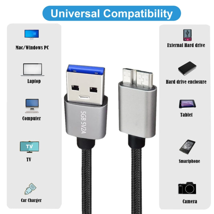 JUNSUNMAY USB 3.0 Male to Micro-B Cord Cable Compatible with Samsung Camera Hard Drive, Length:3m - USB Cable by JUNSUNMAY | Online Shopping South Africa | PMC TechLife | Buy Now Pay Later Mobicred