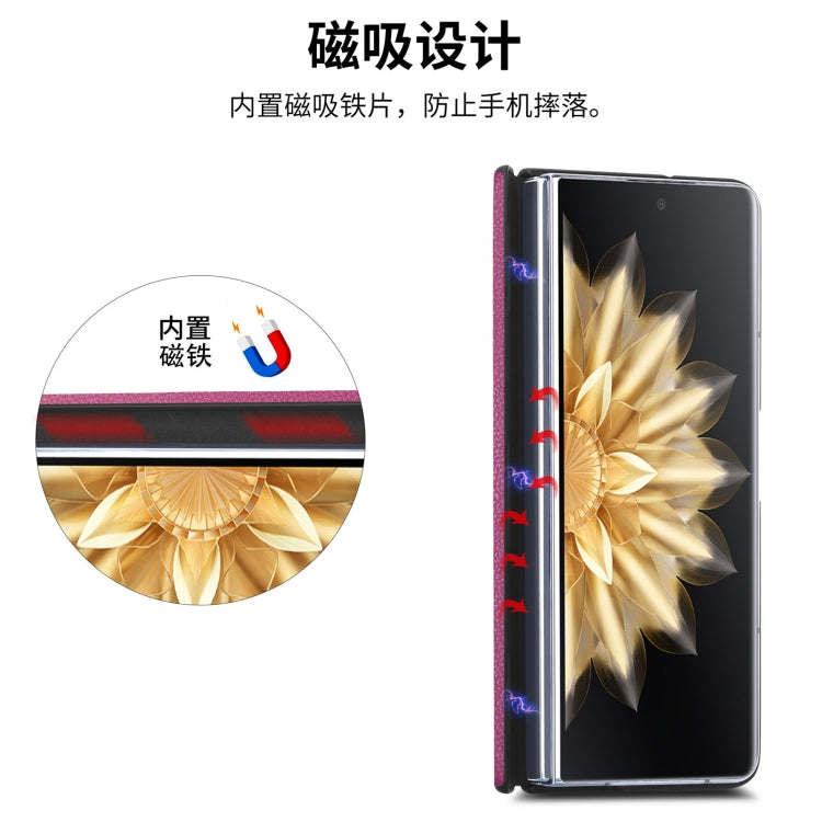 For Honor Magic V2 Litchi Magnetic Hinge Shockproof Phone Case(Rose) - Honor Cases by PMC TechLife | Online Shopping South Africa | PMC TechLife | Buy Now Pay Later Mobicred