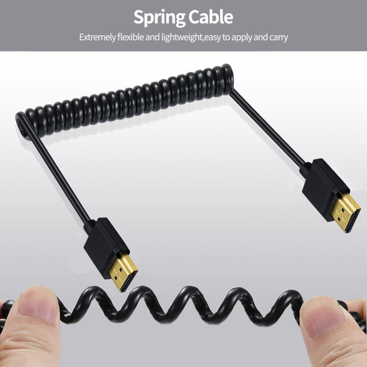 JUNSUNMAY 4K 60Hz HDMI Male to Male HDMI 2.0V Elbow Head Spring Cable, Length:1.2m(Straight) - free shipping - PMC Jewellery - Order now!