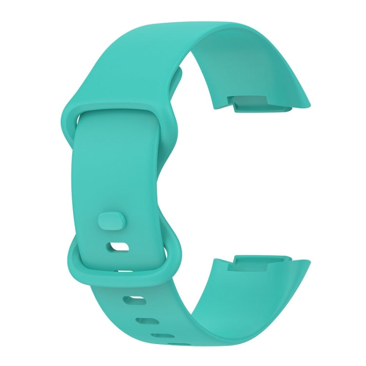 For Fitbit Charge 6 Solid Color Butterfly Buckle Silicone Watch Band, Size:S Size(Teal Green) - Watch Bands by PMC TechLife | Online Shopping South Africa | PMC TechLife | Buy Now Pay Later Mobicred