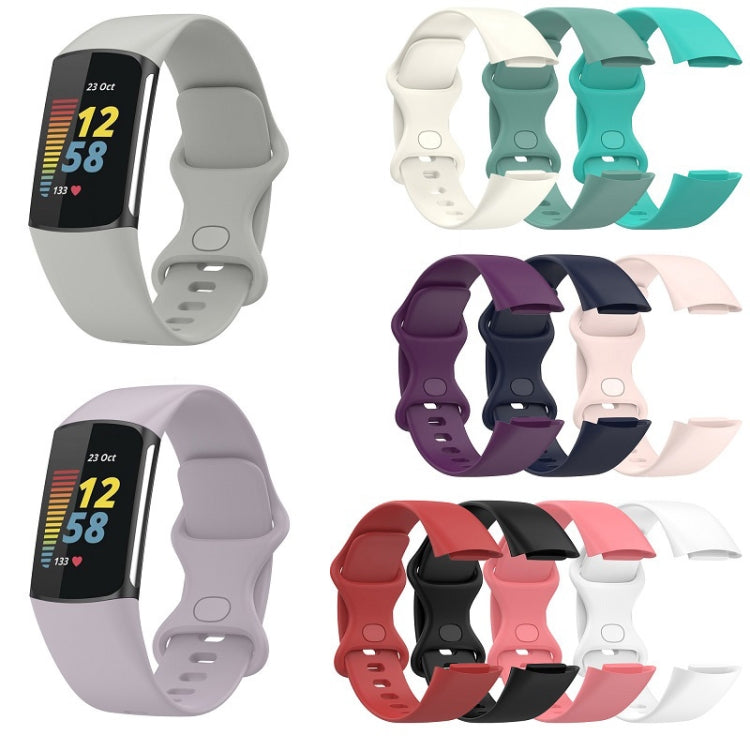 For Fitbit Charge 6 Solid Color Butterfly Buckle Silicone Watch Band, Size:S Size(Light Pink) - Watch Bands by PMC TechLife | Online Shopping South Africa | PMC TechLife | Buy Now Pay Later Mobicred