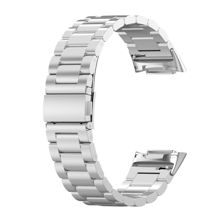 For Fitbit Charge 6 Three Beads Stainless Steel Metal Watch Band(Silver) - Watch Bands by PMC TechLife | Online Shopping South Africa | PMC TechLife | Buy Now Pay Later Mobicred