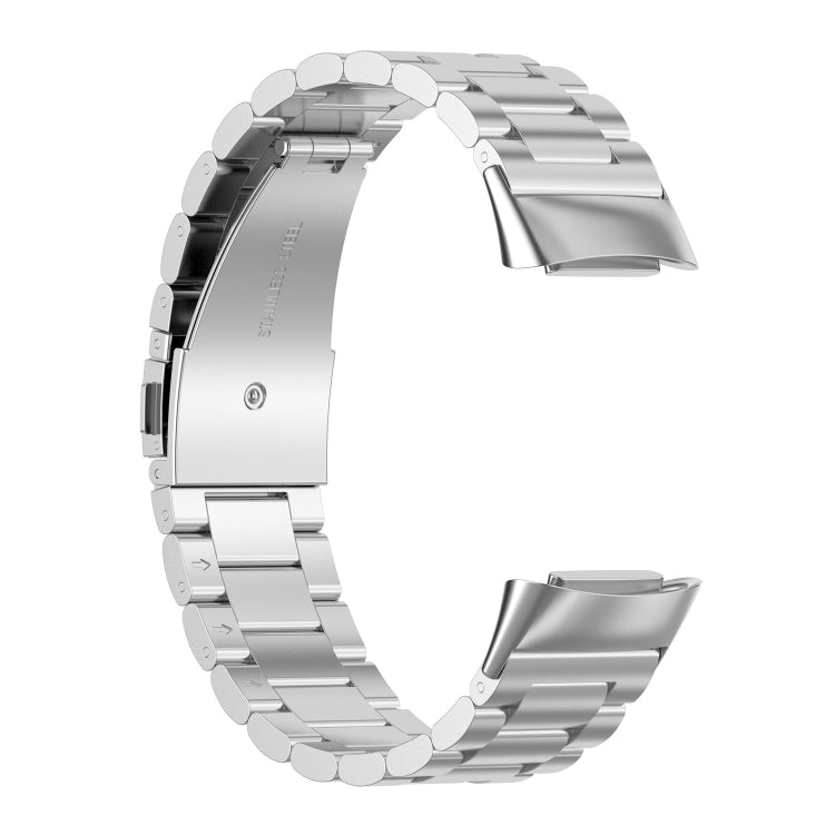 For Fitbit Charge 6 Three Beads Stainless Steel Metal Watch Band(Silver) - Watch Bands by PMC TechLife | Online Shopping South Africa | PMC TechLife | Buy Now Pay Later Mobicred