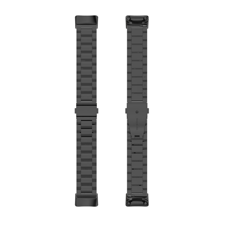 For Fitbit Charge 6 Three Beads Stainless Steel Metal Watch Band(Black) - Watch Bands by PMC TechLife | Online Shopping South Africa | PMC TechLife | Buy Now Pay Later Mobicred
